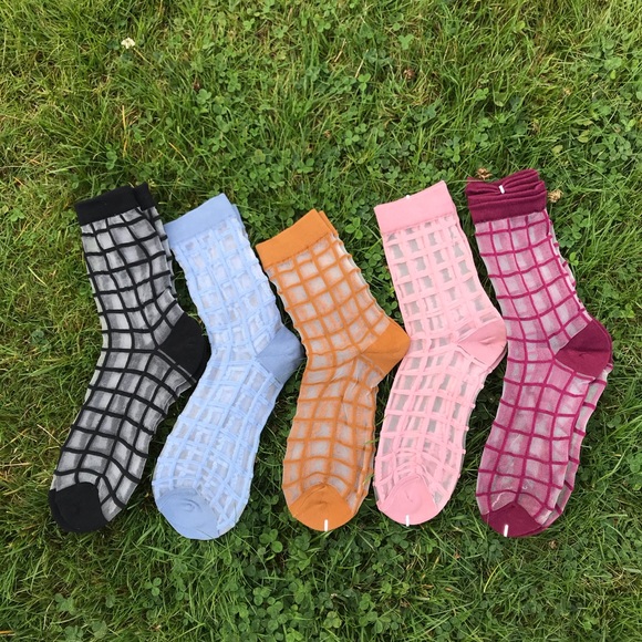 2 for $30 !!Grid socks women transparent cute - Picture 9 of 9